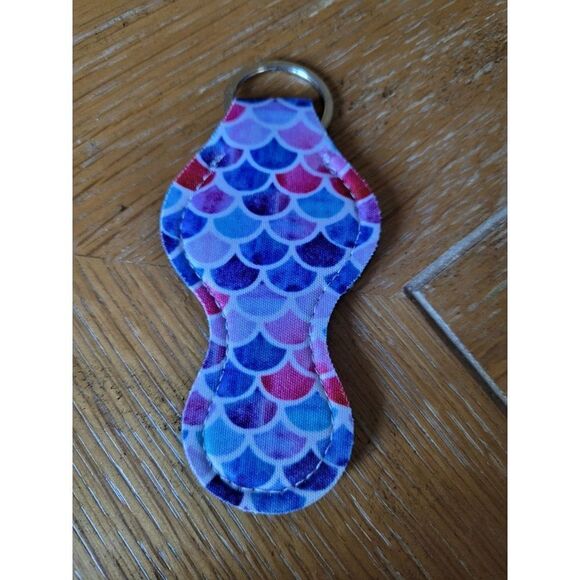 NEW Mermaid Neoprene Chapstick Holder Key Chain and chapstick - Picture 2 of 3
